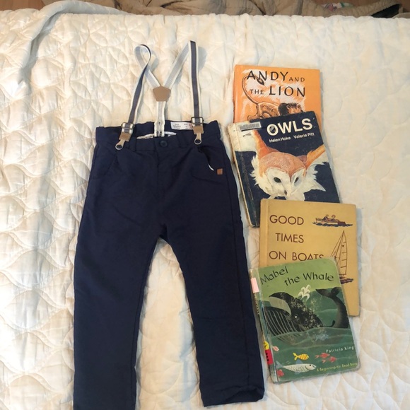 Zara kids blue dress pants with stripe suspenders 2-3T - Picture 5 of 8